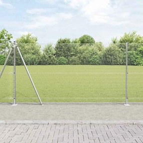 vidaXL Φράχτης με Στήλες. Ασημί 1.2 x 10 m Ατσάλι