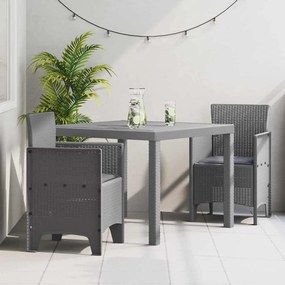 vidaXL Σέτ φαγητού για κήπο 3 pcs Ανοιχτό γκρι Rattan Polt