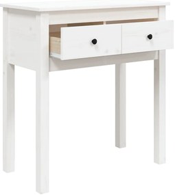 vidaXL Τραπέζι Κονσόλα Λευκό 75 x 35 x 75 εκ. από Μασίφ Ξύλο Πεύκου