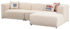 Γωνιακός καναπές Lindena pakoworld αριστερή γωνία κρεμ ύφασμα 296x158x72εκ