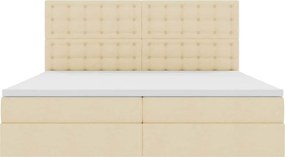 vidaXL LED Κρεβάτι αποθήκευσης με στρώμα Κρέμ 200 x 200 cm Ύφασμα