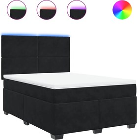 vidaXL Κρεβάτι Boxspring με Στρώμα Μαύρο 140x190 εκ. Βελούδινο