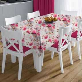 Αλέκιαστο Τραπεζομάντηλο (140x300) Dimcol Roses 465 Grey - Pink