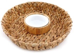 Διακοσμητικός Δίσκος Με Μπωλ 014.NI0958 Φ32cm Natural Hydrohyacinth,Ceramic