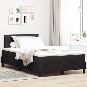vidaXL Κρεβάτι Box Spring με Στρώμα & LED μαύρο 120x200 εκ. Βελούδινο