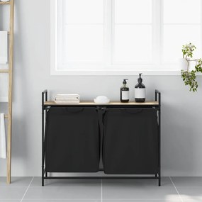 vidaXL Καλάθι Απλύτων με 2 Θέσεις και Ράφι από Ξύλο Sonoma Δρυς