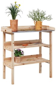 vidaXL Τραπέζι Φυτών με Ράφια 78 x 38 x 82,5 εκ. από Μασίφ Ξύλο Ελάτης