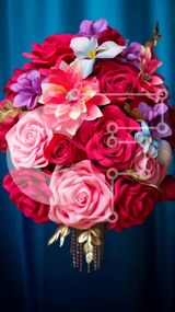 Intra Συλλεκτικό Ξύλινο Παζλ Plywood 4mm - Πολύχρωμο μπουκέτο τριαντάφυλλα με κοσμήματα Σε Ξύλινο Κουτί - Διαστάσεις Puzzle: 10x10 cm – 25 κομμάτια