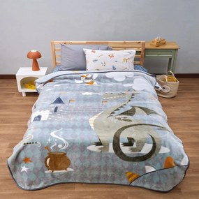 Κουβέρτα Παιδική Dragon Blue-Grey Kentia Μονό 160x220cm Πολυέστερ