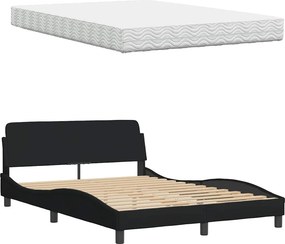 VidaXL Κρεβάτι με Στρώμα Hanko Μαύρο 140x200 εκ. Υφασμάτινο