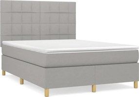 vidaXL Κρεβάτι Boxspring με Στρώμα Ανοιχτό Γκρι 140x200 εκ. Υφασμάτινο
