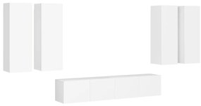 vidaXL Έπιπλα Τηλεόρασης Σετ 6 Τεμαχίων Λευκό από Επεξ. Ξύλο