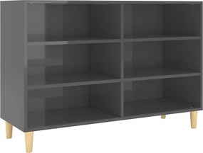 vidaXL Ραφιέρα Γυαλιστερή Γκρι 103,5 x 35 x 70 εκ. από Επεξ. Ξύλο