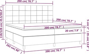 vidaXL Κρεβάτι Boxspring με Στρώμα Μαύρο 200x200 εκ. Υφασμάτινο