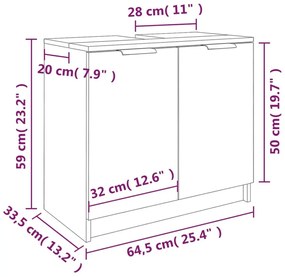 Ντουλάπι Μπάνιου Λευκό 64,5 x 33,5 x 59 εκ. Επεξεργασμένο Ξύλο - Λευκό