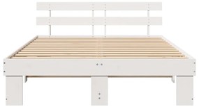 vidaXL Σκελετός Κρεβατιού Λευκό 150 x 200 cm Μασίφ ξύλο πεύκου