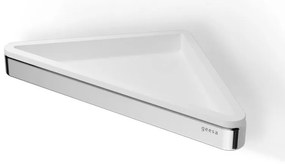 Geesa Frame 8803-300 Chrome-White Matt Γωνιακή Εταζέρα με Σχισμή Αποστράγγισης 23x17x2,5 cm