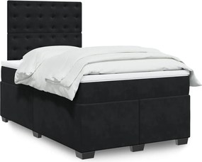 vidaXL Κρεβάτι Boxspring με Στρώμα Μαύρο 120 x 200 εκ. Βελούδινο