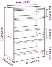 Ράφι παπουτσιών Λευκό 60x25x81 cm Κατασκευασμένο ξύλο - Λευκό