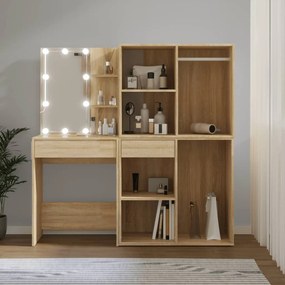 vidaXL Μπουντουάρ LED με 2 Ντουλάπια Sonoma Δρυς από Επεξεργ. Ξύλο