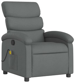 vidaXL Πολυθρόνα Μασάζ Ανακλινόμενη Σκούρο Γκρι Υφασμάτινη