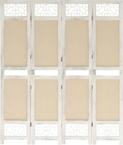 vidaXL Διαχωριστικό Δωματίου με 4 Πάνελ Κρεμ 140 x 165 εκ. Υφασμάτινο