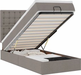 vidaXL Οθωμανικό κρεβάτι με στρώμα Taupe 90x200cm ύφασμα