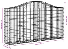 vidaXL Συρματοκιβώτια Τοξωτά 13 τεμ. 200x30x100/120 εκ. Γαλβαν. Ατσάλι