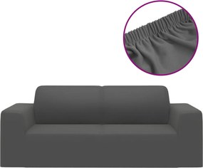 vidaXL Κάλυμμα 2θέσιου Καναπέ Ελαστικό Ανθρακί από Πολυεστερικό Ζέρσεϊ