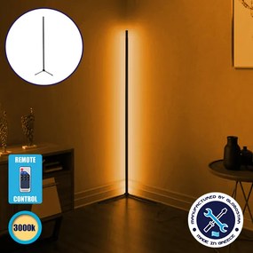 Μοντέρνο Minimal Επιδαπέδιο Μαύρο Φωτιστικό 150cm LED 24 Watt με Ασύρματο Χειριστήριο RF & Dimmer Θερμό Λευκό 3000k GloboStar ALIEN Design GLOBO-150-3 - GLOBO-150-3