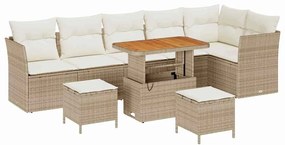 vidaXL Σετ Καναπέ Κήπου 9 pcs Μπεζ συνθετικό ρατάν