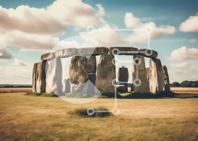 Intra Συλλεκτικό Ξύλινο Παζλ Plywood  4mm - Μυστηριώδες Stonehenge στην Αγγλία Σε Ξύλινο Κουτί - Διαστάσεις Puzzle: 10x10 cm – 25 κομμάτια