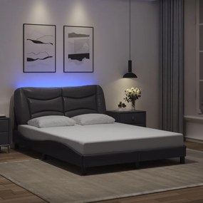 vidaXL Πλαίσιο κρεβατιού με LED χωρίς στρώμα Hvar Γκρι 140x200 εκ.