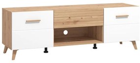 Έπιπλο TV Bretagna 150 Artisan Oak - Λευκό Γυαλιστερό 147x40x48 εκ. 147x40x48 εκ.