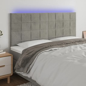 Κεφαλάρι Κρεβατιού LED Ανοιχτό Γκρι 160x5x118/128 εκ. Βελούδινο 3122478