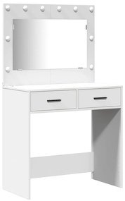 vidaXL Σετ 2 κομματιών Κομμωτηρίου  με LED Λευκό Επεξεργασμένο Ξύλο