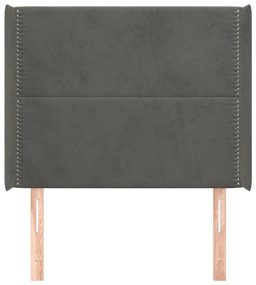 vidaXL Κεφαλάρι με Πτερύγια Σκούρο Γκρι 93x16x118/128εκ.Βελούδινο