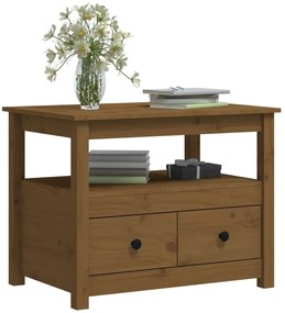 vidaXL Τραπεζάκι Σαλονιού Καφέ Μελί 71 x 49 x 55 εκ. Μασίφ Ξύλο Πεύκου