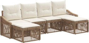 vidaXL Σετ Καναπέ Κήπου 6 pcs Μπεζ συνθετικό ρατάν