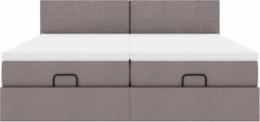 vidaXL Οθωμανικό κρεβάτι με στρώματα Taupe 180x200cm ύφασμα