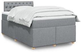Κρεβάτι Boxspring με Στρώμα Ανοιχτό Γκρι 120x200 εκ. Υφασμάτινο - Γκρι