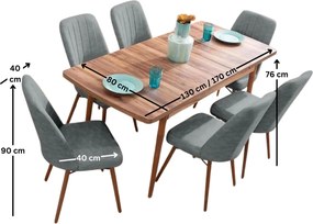 Extendable Dining Table &amp; Chairs Set (7 Pieces) Lidyana - Grey Grey