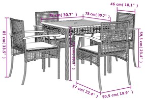 Σετ Τραπεζαρίας Κήπου 5 τεμ. Μπεζ Συνθετικό Ρατάν με Μαξιλάρι - Μπεζ