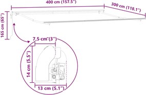 vidaXL Αναδιπλούμενη τέντα Λευκό 400 x 300 εκ Ύφασμα και αλουμίνιο