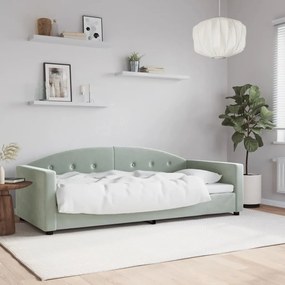 Καναπές Κρεβάτι Ανοιχτό Γκρι 90 x 200 εκ. Βελούδινος