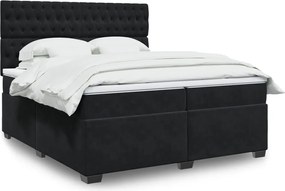 vidaXL Κρεβάτι Boxspring με Στρώμα Μαύρο 200x200 εκ. Βελούδινο