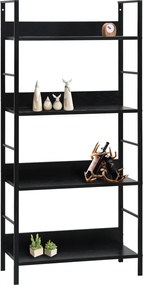 vidaXL Ραφιέρα 4 Επιπέδων Μαύρη 60x27,6x124,5 εκ. Επεξεργασμένο Ξύλο