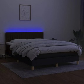 vidaXL Κρεβάτι Boxspring με Στρώμα &amp; LED Μαύρο 140x200 εκ. Υφασμάτινο