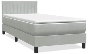 vidaXL Κρεβάτι Boxspring με Στρώμα Ανοιχτό Γκρι 80x210 εκ. Βελούδινο