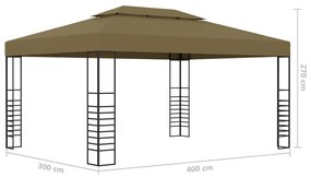 Κιόσκι με Φωτάκια LED Taupe 3 x 4 μ. - Μπεζ-Γκρι